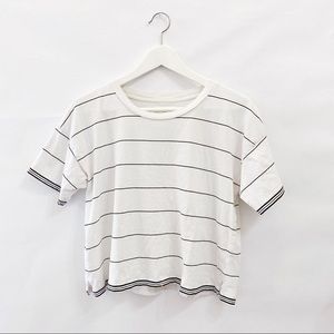 Madewell Striped Cropped T Shirt White Black line